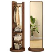 旋转全身镜落地镜可移动卧室穿衣镜挂衣帽架一体式 试衣镜中古风