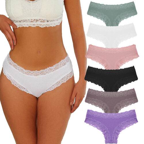 Women sexy mid waist cotton triangle underwear 螺纹棉三角裤