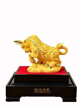 绒沙金生肖牛摆件家居店铺公司保险汽车45s乔迁开业礼品工艺品