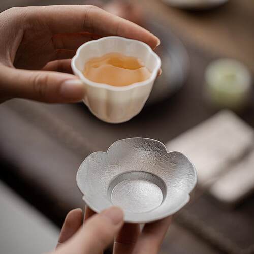 宜室茶话复古老锡茶杯垫茶盏防烫茶托隔热茶垫杯碟茶道配件