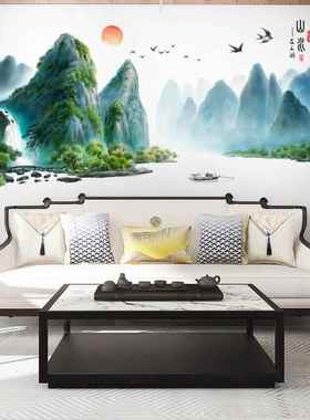 旅康CH39086AB人间山水中国风国画卧室客厅装饰背景墙山川意境贴