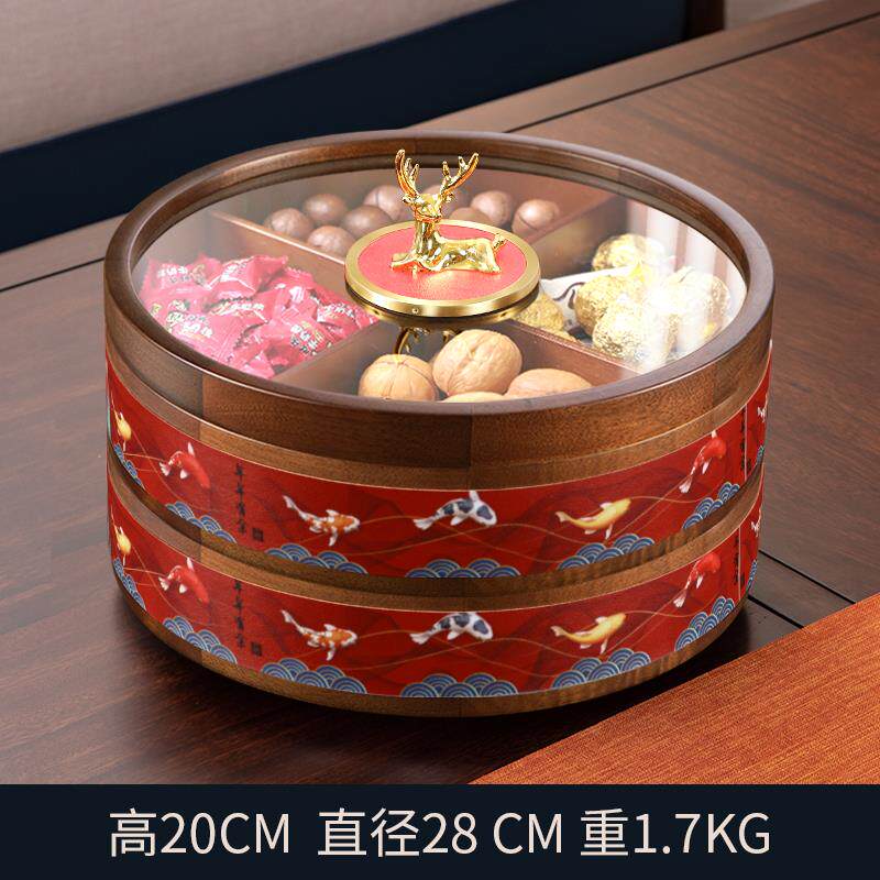 正品高端新款中新式实果木盘家用客厅复高档糖果盒2025水果古干果