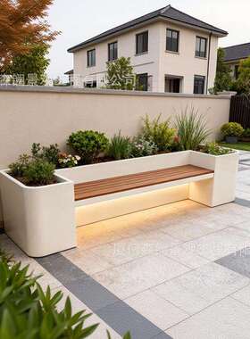 户外不钢凳花池组合商场坐庭院露台花园卡座锈景椅观树种植CDI花