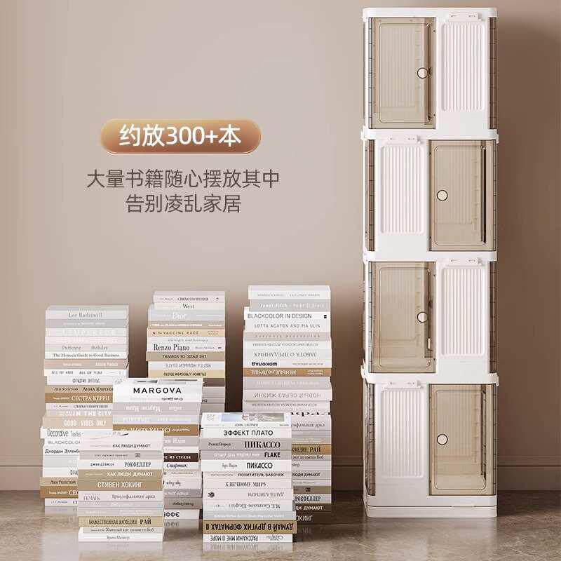 简约多层旋转书箱360度落地零食置物架家用收纳柜子书柜免安装