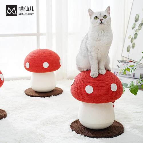 红红蘑菇大猫麻绳宠物智能玩具