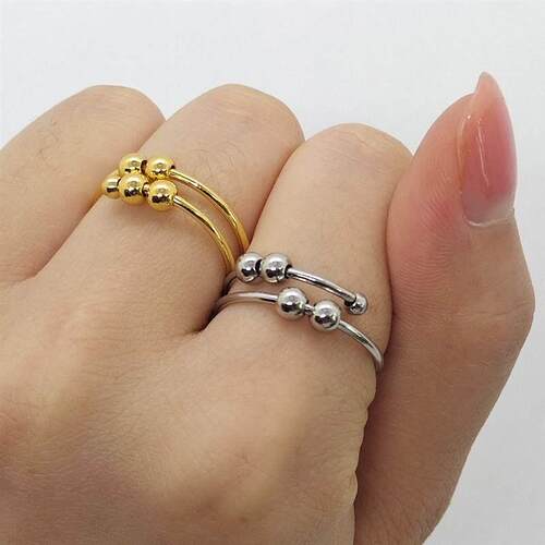 Minimalist Anxiety Ring for Girls Women Rotate Fidget Rings