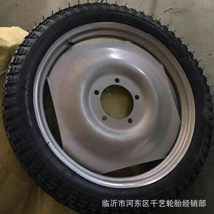 马车轮推车轮实心轮充气轮手推平板工具车375-19橡胶马车轮