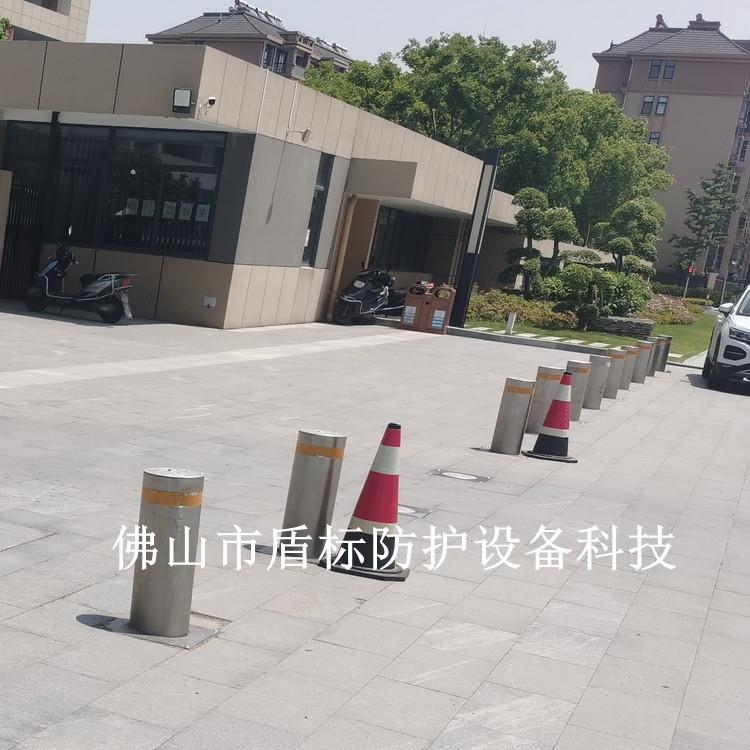 盾标防护全自动伸缩警示柱 防冲撞圆柱拦截止车路阻 不锈钢地庄
