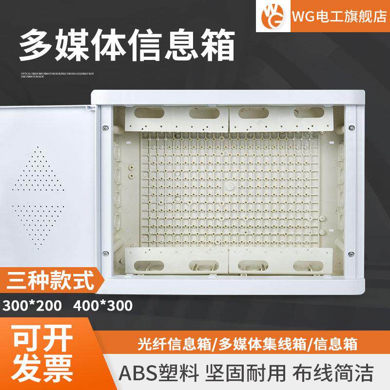 全塑料多媒体信息箱光纤入户箱弱电箱弱电配电箱家用大号400*300
