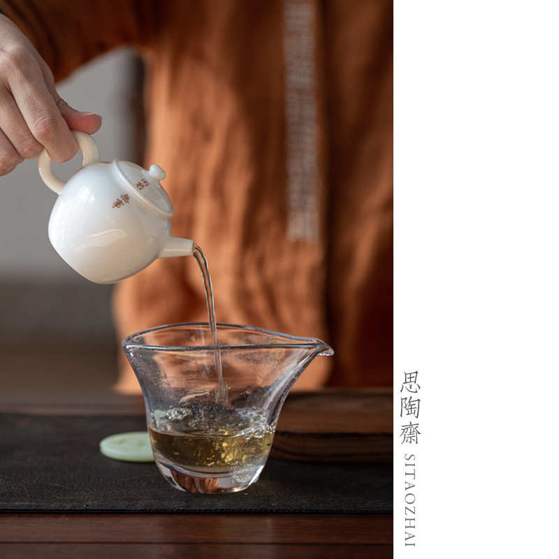 德化白瓷泡茶壶小号单个中式功夫茶具家用匠人书法小瓷壶陶瓷茶壶