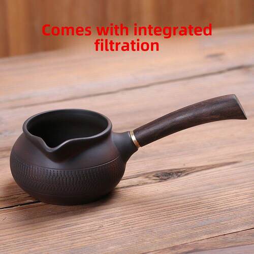 建水紫陶公道杯茶海原矿紫砂陶瓷分茶器具配件全手工侧把可养大号