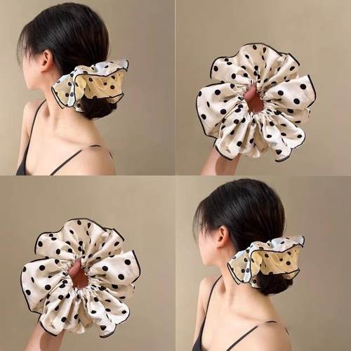 一朵优雅！波点大肠圈发圈！气质发绳大肠圈发饰头饰头花女盘发器