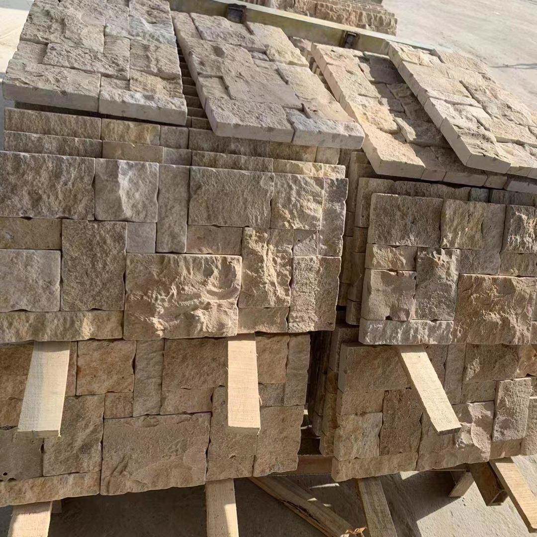 天然石材罗曼米黄莱姆石文化石不规则外墙砖园林庭院别墅设计