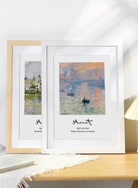 KI9S实木质画框挂墙装裱4K四开8k儿童相框原木色16寸素描展示框