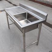锈水槽厨房操作台带水不锈钢水池洗洗碗盆菜两槽水不池左右平台水