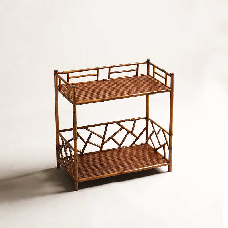 梅鹿竹茶棚博古架茶具收纳架茶柜茶杯茶壶收纳置物架茶道配件摆件