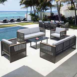 户外沙发庭院雨中式 铝合金露天简约防晒防A828花园休闲藤阳编 风格