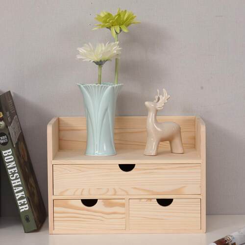 实木制简约木质办公室桌面多层抽屉式收纳盒化妆台化妆品小整理盒