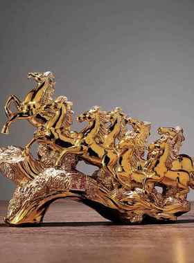 八骏马摆件客厅玄关酒柜桌面中式装饰品办公桌生肖马摆设礼物