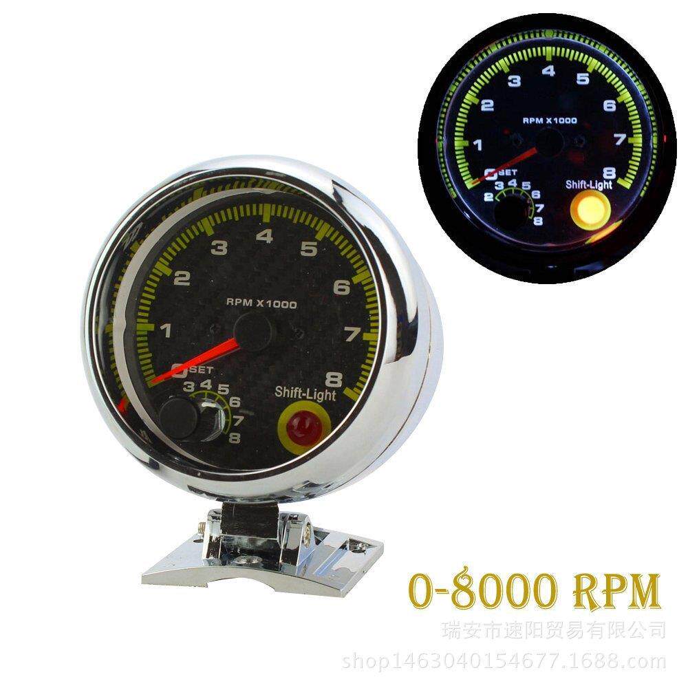 3.75英寸碳纤面电镀壳汽车转速表,汽车仪表改装赛车仪表