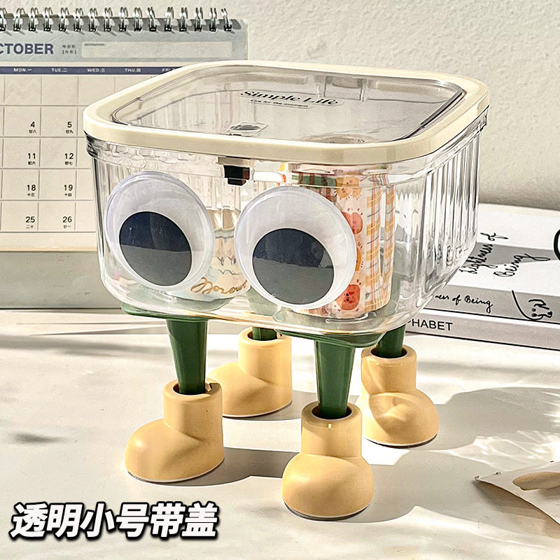 桌面发饰收纳盒卡通带盖桶床头整理筐女发圈皮筋头绳可爱发夹盒子