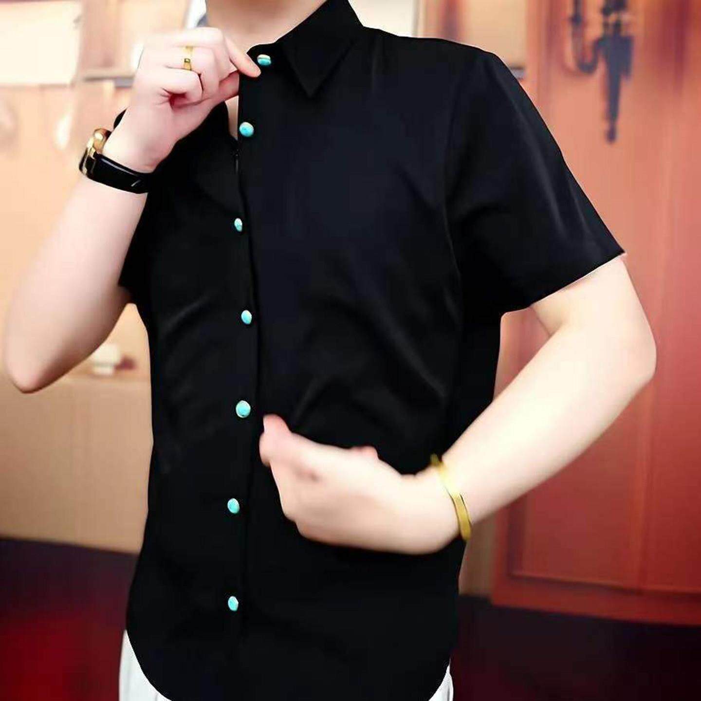 玟若百货店男装2026新款夏季男士冰丝凉感短袖衬衫免烫抗皱衬衣潮