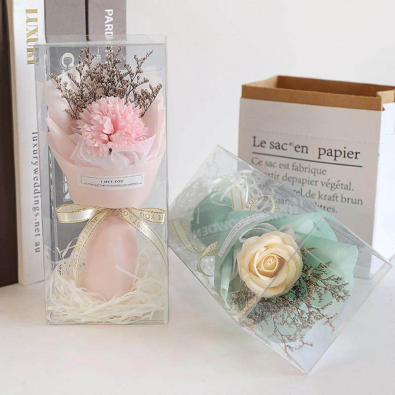 直销新款仿真玫瑰花香皂花单支礼盒生日情人节送女生干花花束礼物