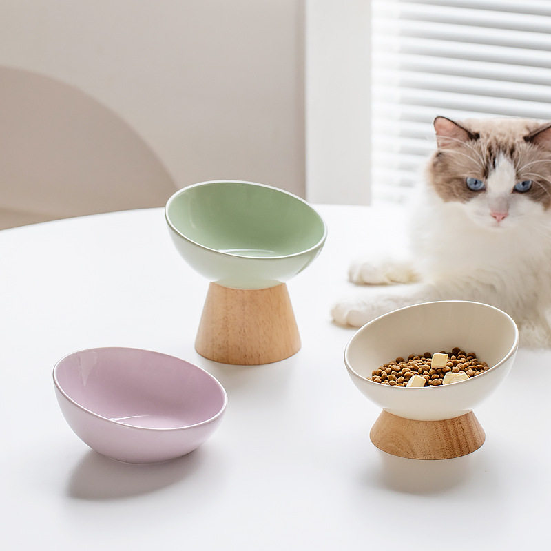 陶瓷斜边宠物用品猫狗粮食慢食碗图片