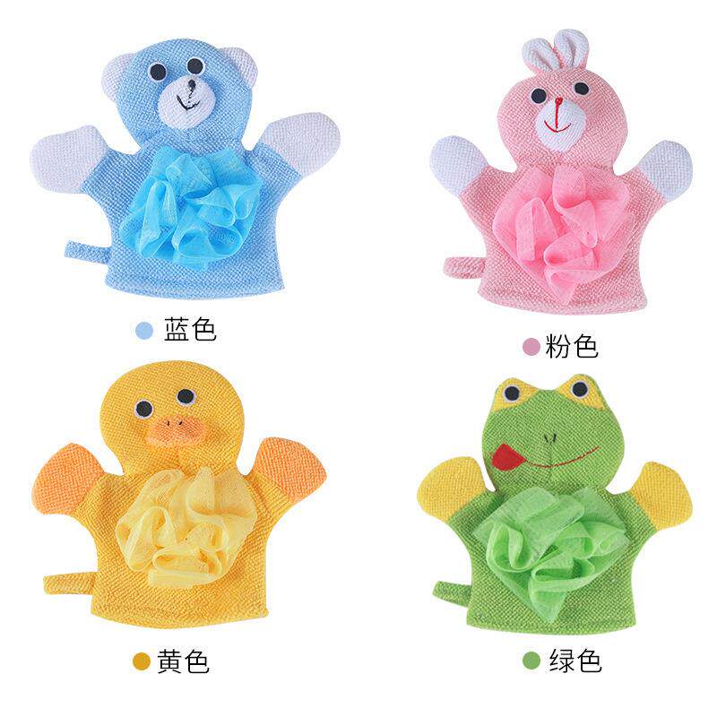 厂家直销儿童搓澡巾新款卡通可爱带浴花两用沐浴手套儿童浴擦