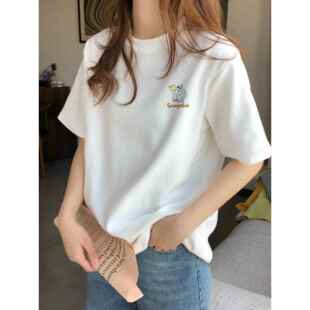 爆款 妈妈白色短袖 t恤女装 2026新款 宽松韩系chic别致小众上衣 夏季