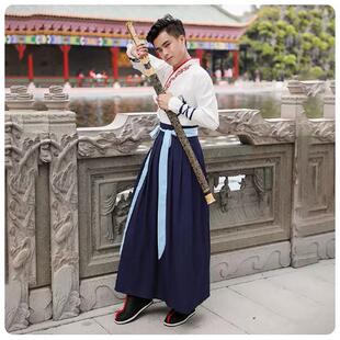 新款改良古装汉服女中武国风仙气侠服古交领男学生班毕服侠客风女