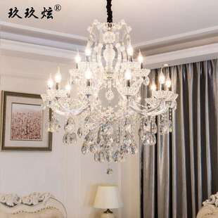 欧式 书房简约吊灯具 夹片客厅餐厅卧室水晶灯奢华大气别墅2019新款