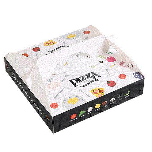 铝膜白卡手提披萨盒通用 6寸7寸8寸9寸pizza饼打包比萨盒匹萨盒子