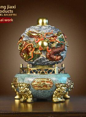 全铜九转干坤青龙鼎饰品龙转中式客厅办公室装修店开业工艺礼品