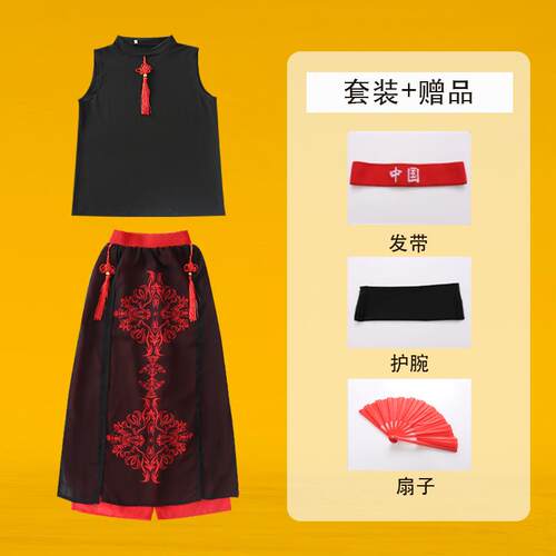 高档儿童中国服风雪龙吟演出男女演国潮少年郎扇子童舞精忠报国表