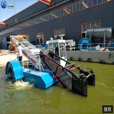 河南河沟草水渠人工水打捞船江KD-100苏河湖道保洁船菹 草收割割