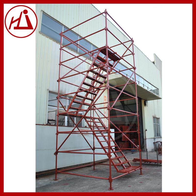 工厂直中铁桥梁桥墩工地双楼梯施工钢爬梯75型香蕉式脚手架