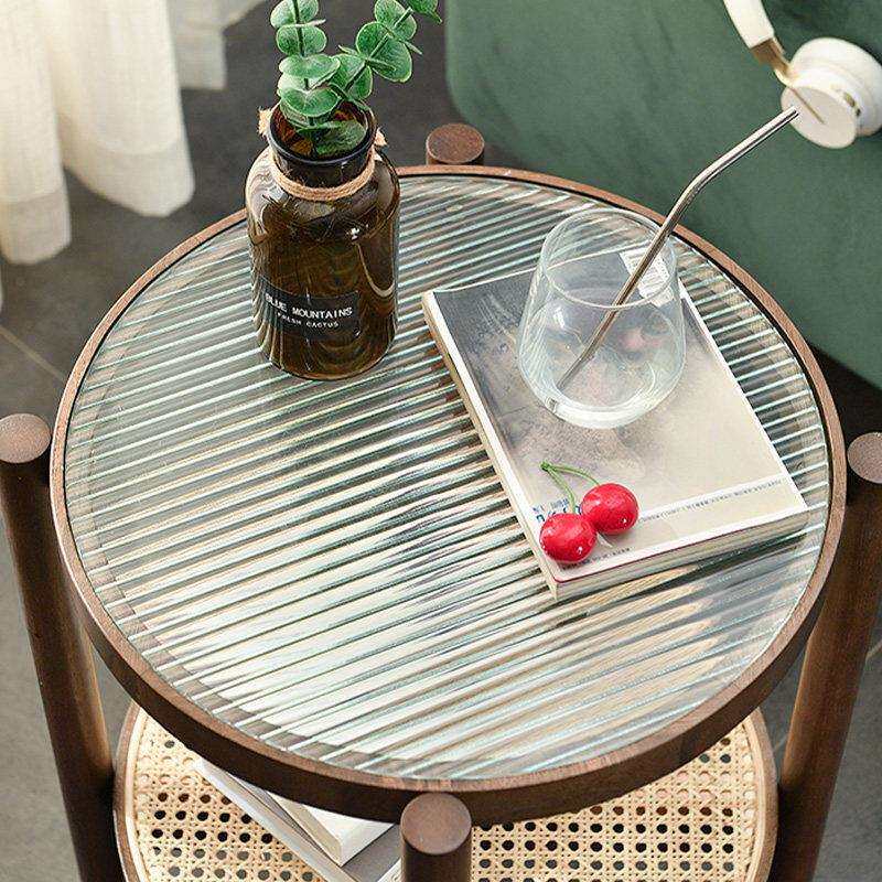 家逸圆形茶几桌钢化玻璃客厅简约现代创意小茶几小户型家用桌子