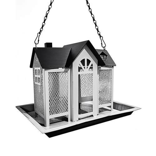 跨境创意HSWNQ-20秋千房屋喂鸟器金庭属院蜂松鼠鸟喂食器户外挂悬