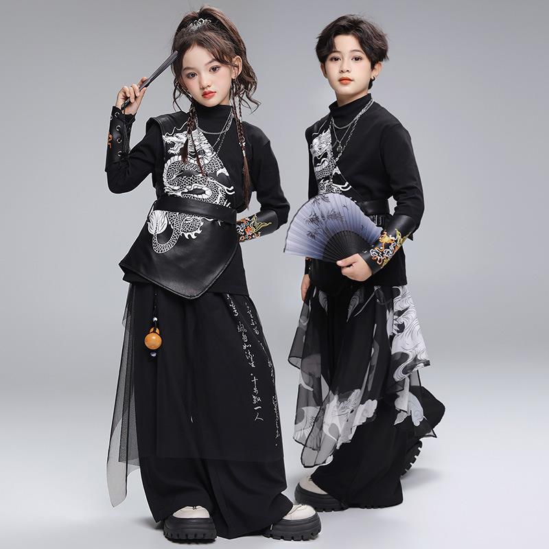 街舞儿童服潮男女童酷帅马甲嘻哈hiphop宽松套装少儿元旦表演出服