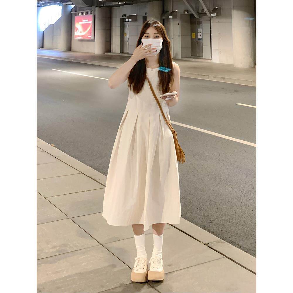法式白色连衣裙女2025夏季新款茶歇小个子无袖背心裙气质显瘦裙子
