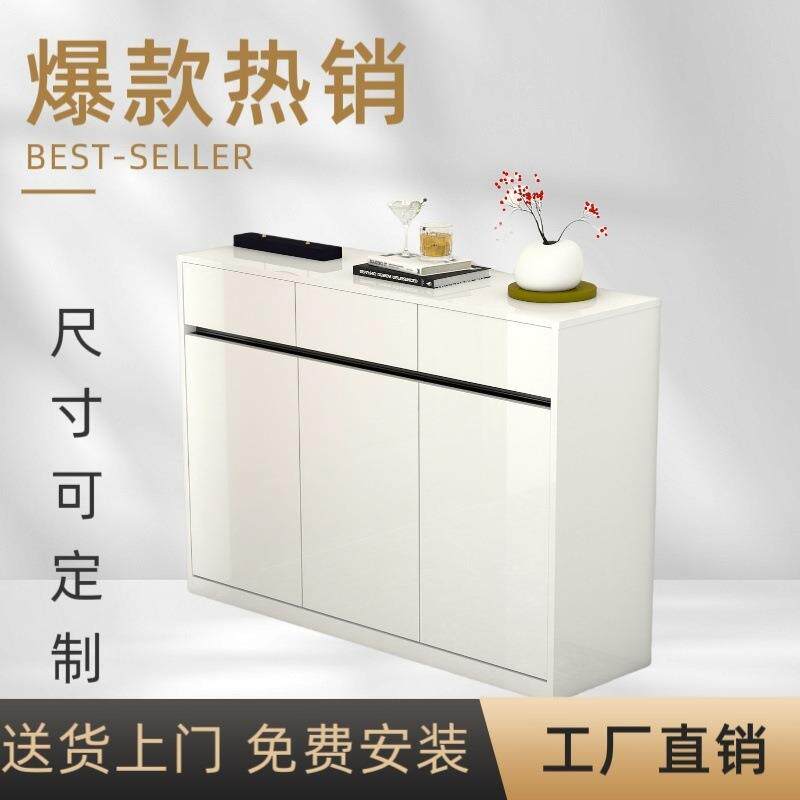 卧室走柜子廊家用落地入门口形鞋柜简约隐免拉带抽屉一体手暗拉户