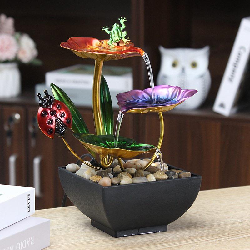 简约家居工艺品摆件公室电视柜铁艺流水摆件跨境喷泉风水摆件