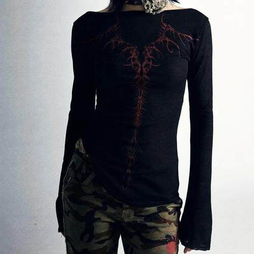 90s Vintage E-girl Emo Clothes Fires Graphic Print Y2K Grung
