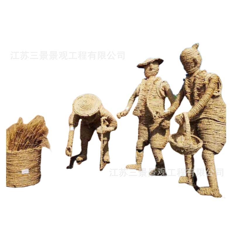 稻草造型农耕文化丰收节卡通动物人物草雕工艺品景观雕塑制作