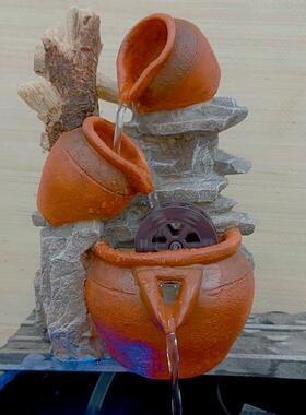 创意北欧家居桌面小摆件陶罐流水现代几何新中式田园纯手工装饰品