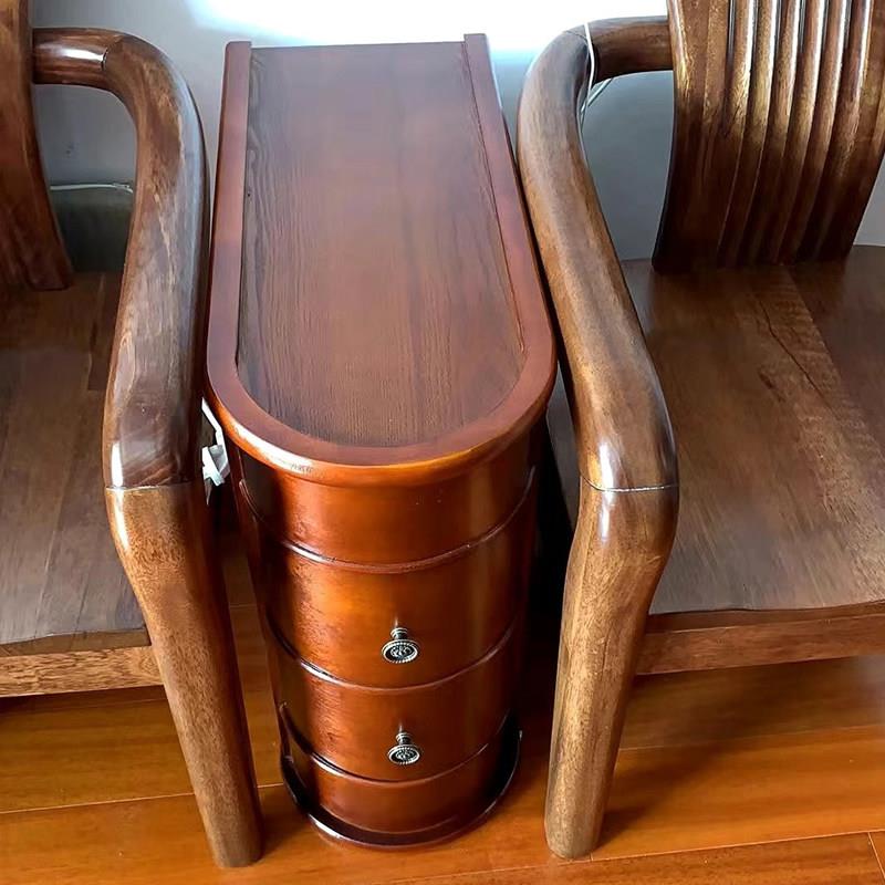实木曲面边几美式沙发储物边桌欧式简约边柜客厅小茶几电话几角几
