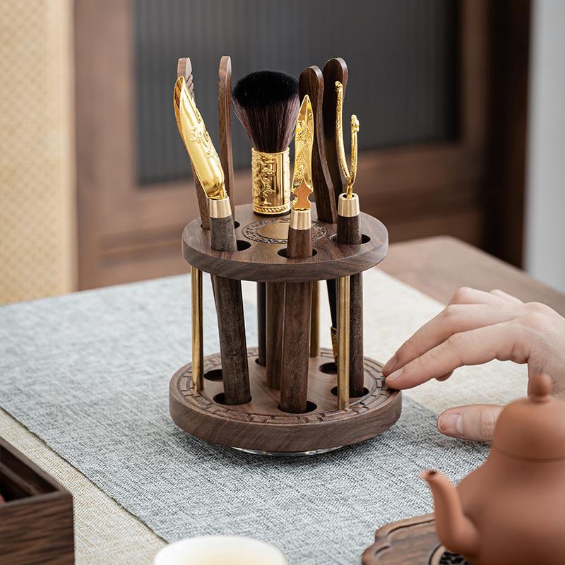 胡桃木茶道六君子套装家用高档创意功夫茶具配件大全茶夹茶匙大全