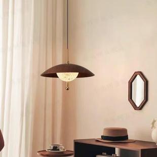 中风灯胡桃木色创意星927河吧台厅吊饭餐厅升降款 床头吊线灯复古