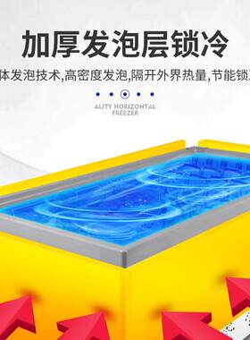 冰柜冻商用卧冰箱冷藏冷展示柜超市饺丸子冷柜透明玻775璃式岛水